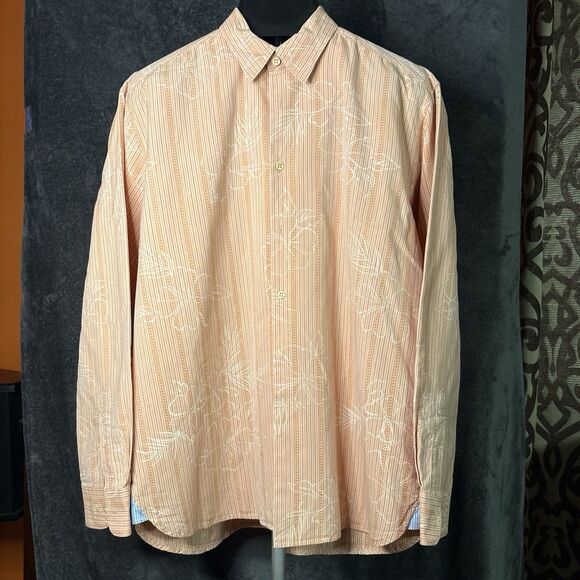 Tommy Bahama Orange Casual Button Down Shirt L - Picture 2 of 10